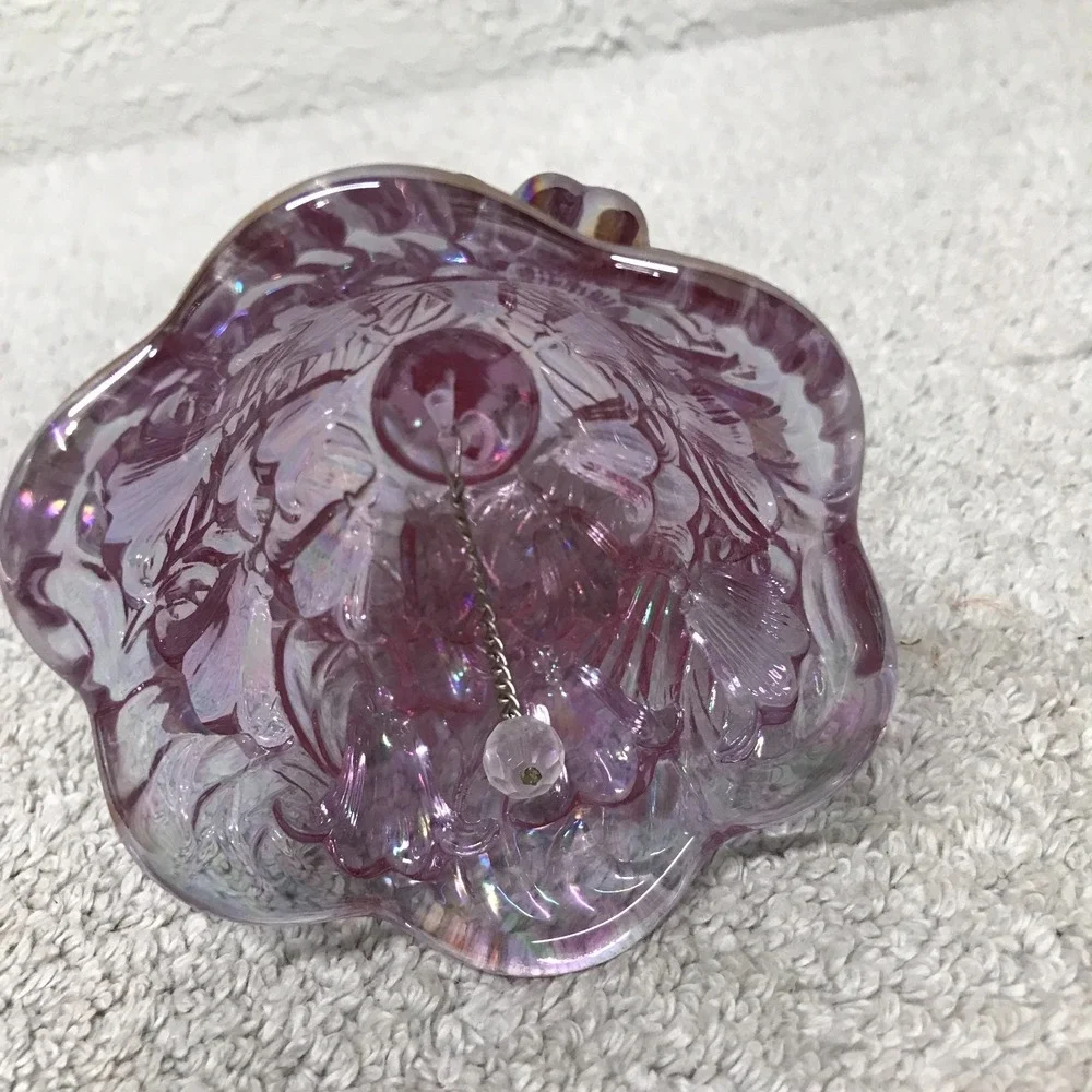 Vintage Fenton Lily of the Valley‎ Carnival Glass Bell Iridescent Lavender 6.5